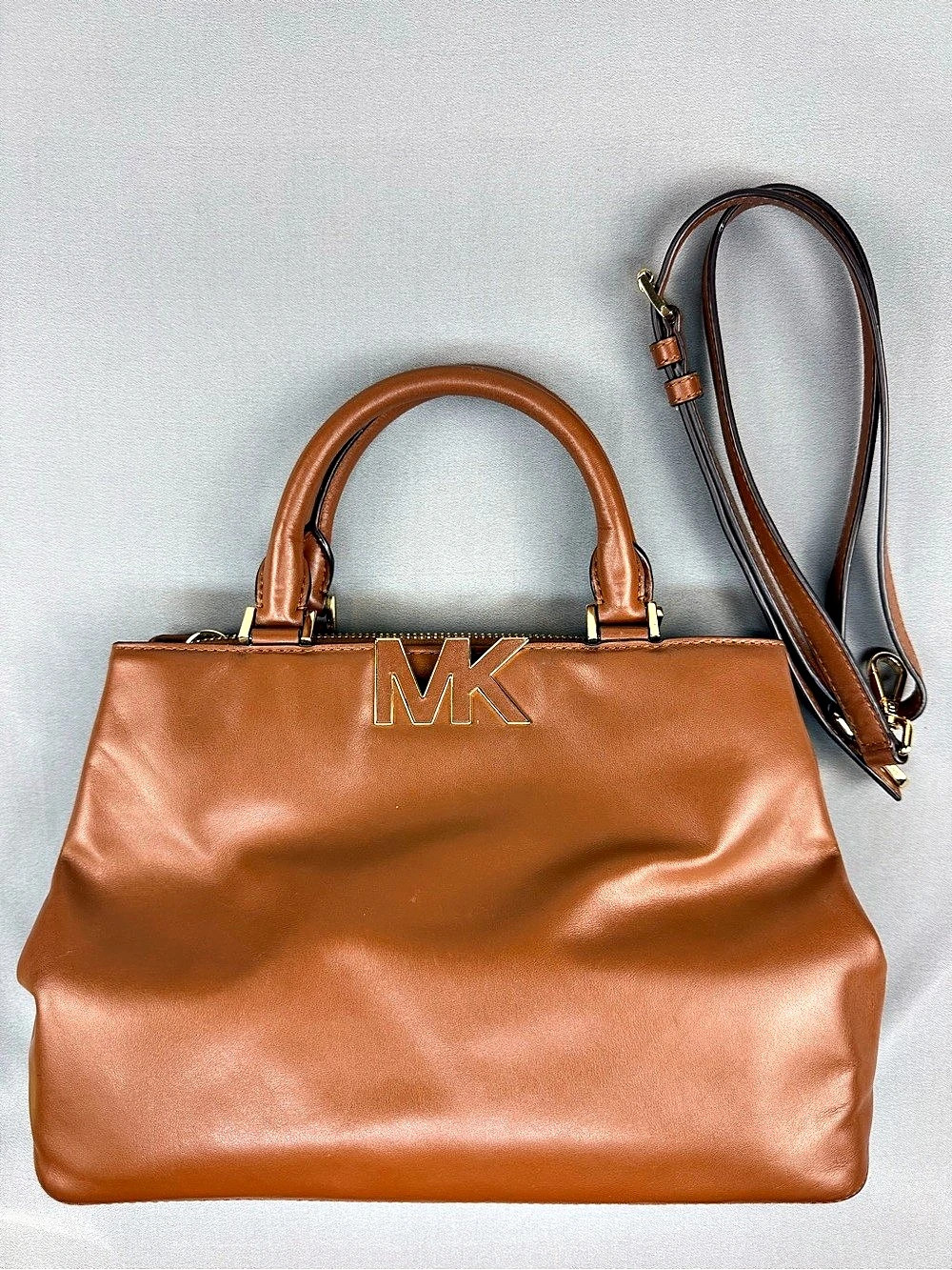Michael Kors Brown Leather Satchel Crossbody Shoulder Bag